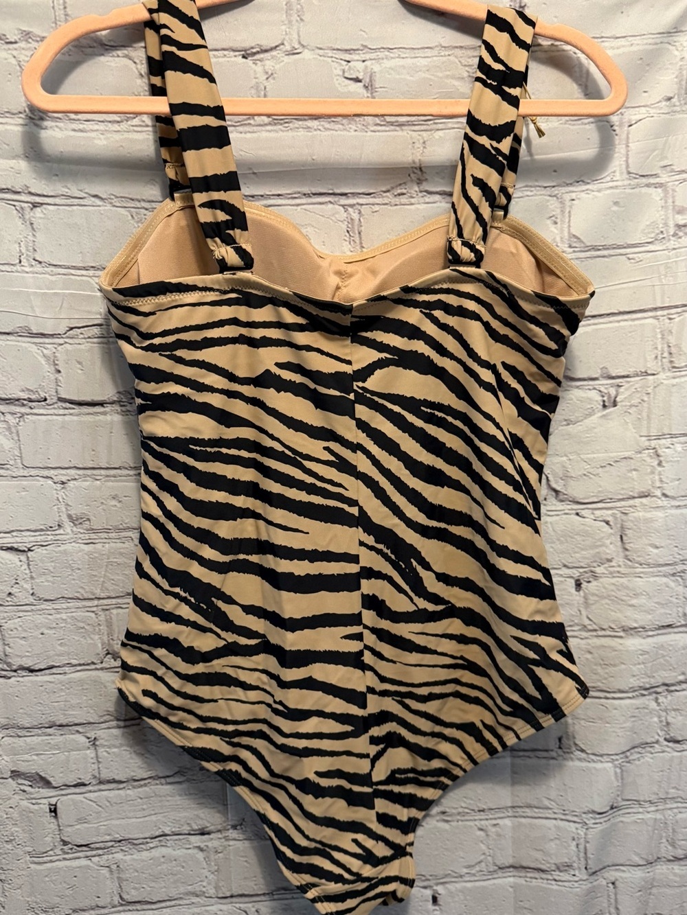Serra Zebra-Print One-Piece Swimsuit in Beige and Black - Picture 5 of 5